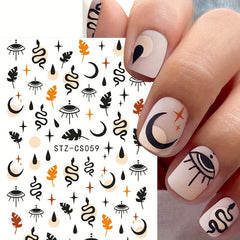 3D Evil's Eye Nail Art Stickers Snakes Leafs Mushroom Decals
