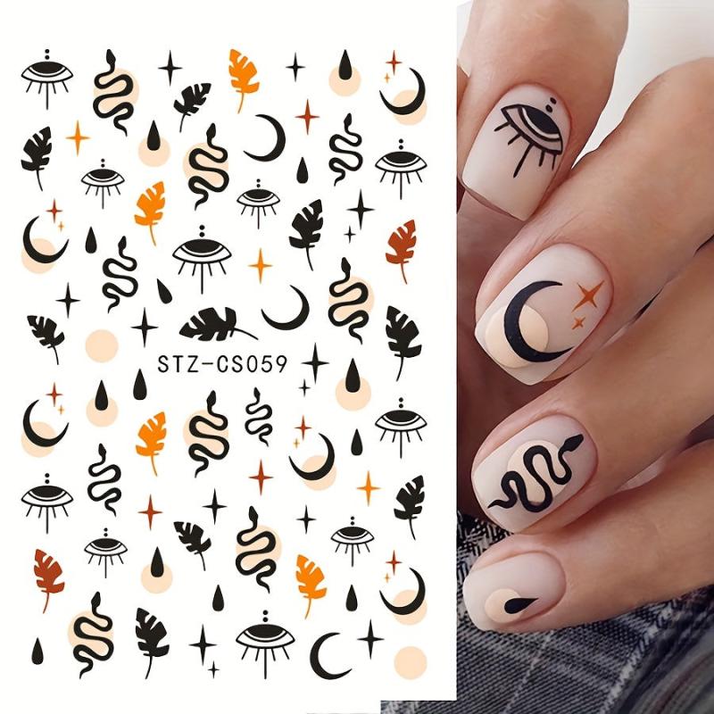 3D Evil's Eye Nail Art Stickers Snakes Leafs Mushroom Decals