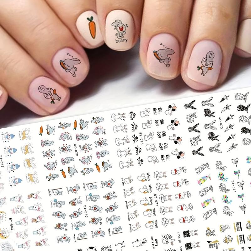 Easter Bunny Nail Art Stickers Water Transfer Decals