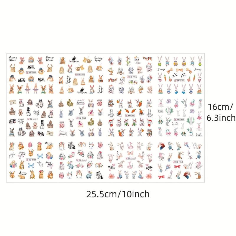 Easter Bunny Nail Art Stickers Water Transfer Decals