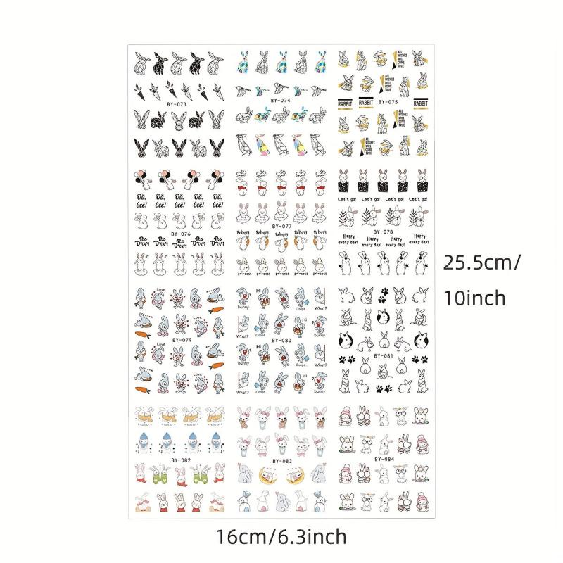 Easter Bunny Nail Art Stickers Water Transfer Decals