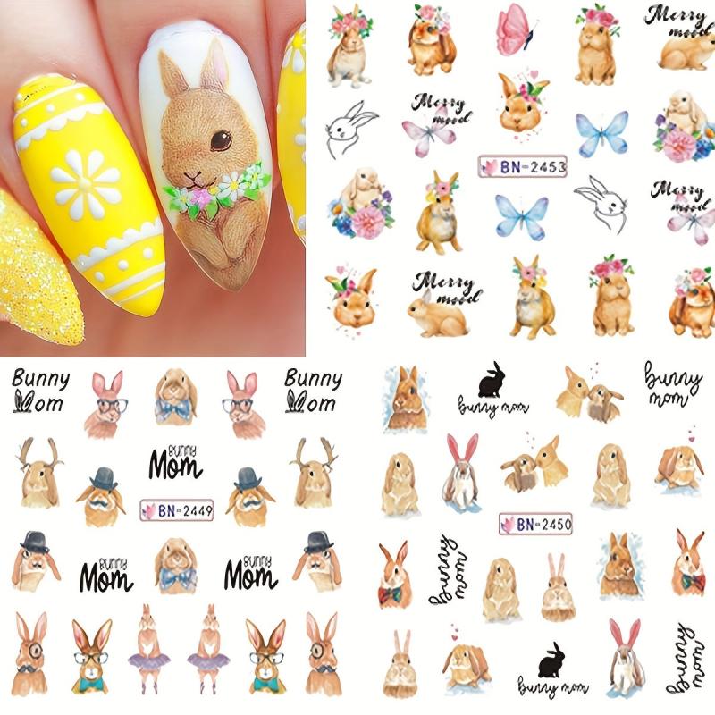 Easter Bunny Nail Art Stickers Water Transfer Decals