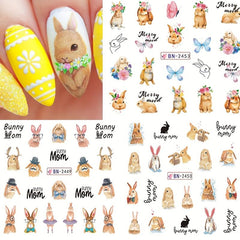 Easter Bunny Nail Art Stickers Water Transfer Decals