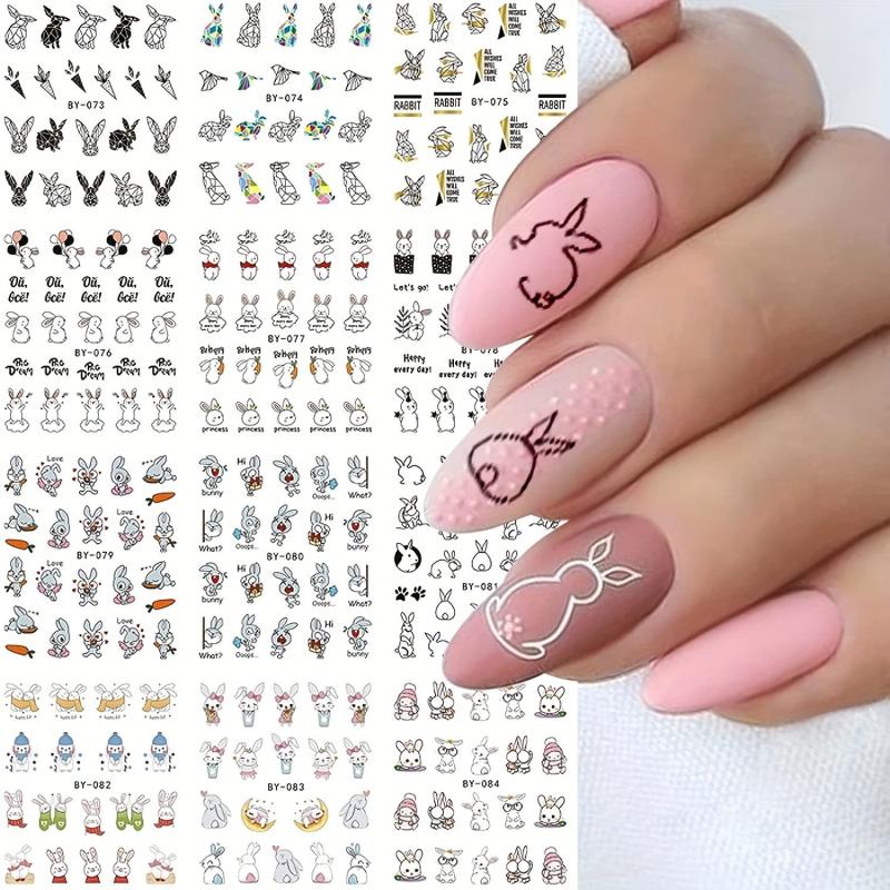 Easter Bunny Nail Art Stickers Water Transfer Decals