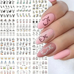 Easter Bunny Nail Art Stickers Water Transfer Decals