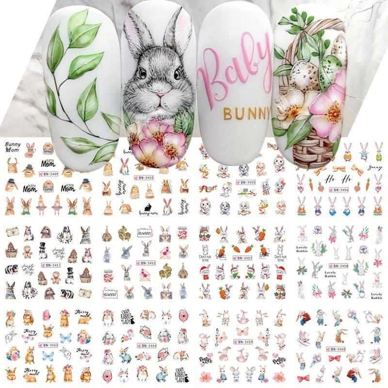Easter Bunny Nail Art Stickers Water Transfer Decals
