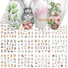 Easter Bunny Nail Art Stickers Water Transfer Decals