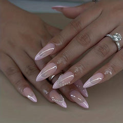 Gradient Almond Press On Nails Glossy Medium False Nails