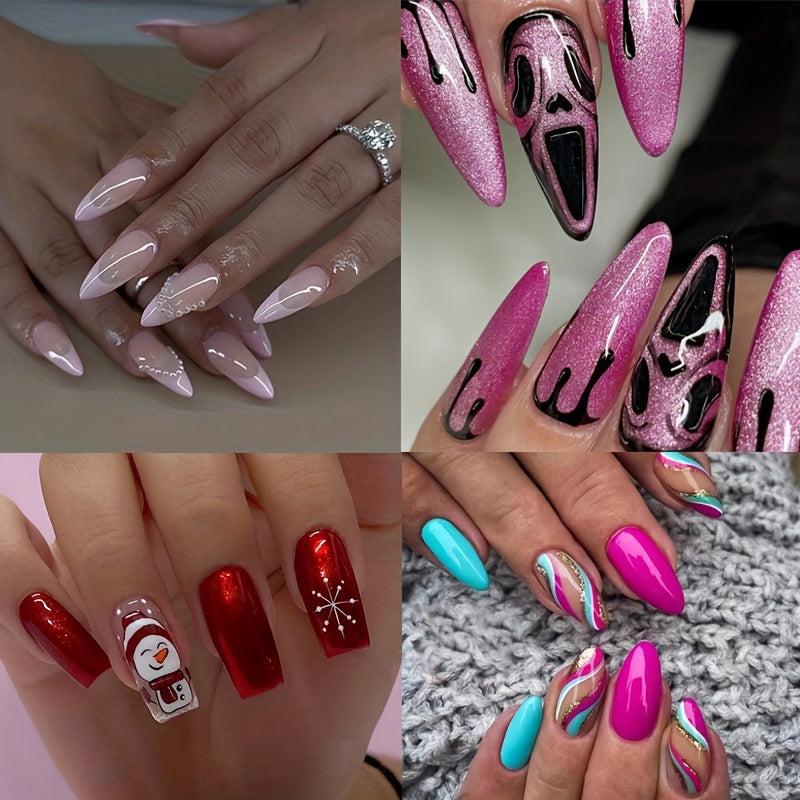Gradient Almond Press On Nails Glossy Medium False Nails