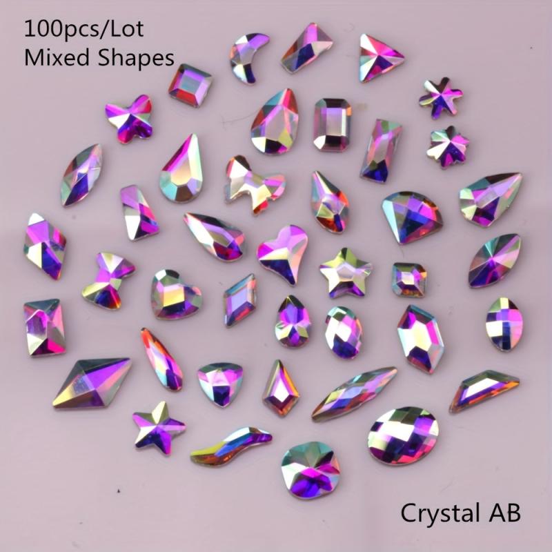 100pcs Crystal AB Nail Art Rhinestones 3D Fancy Stones DIY Decorations