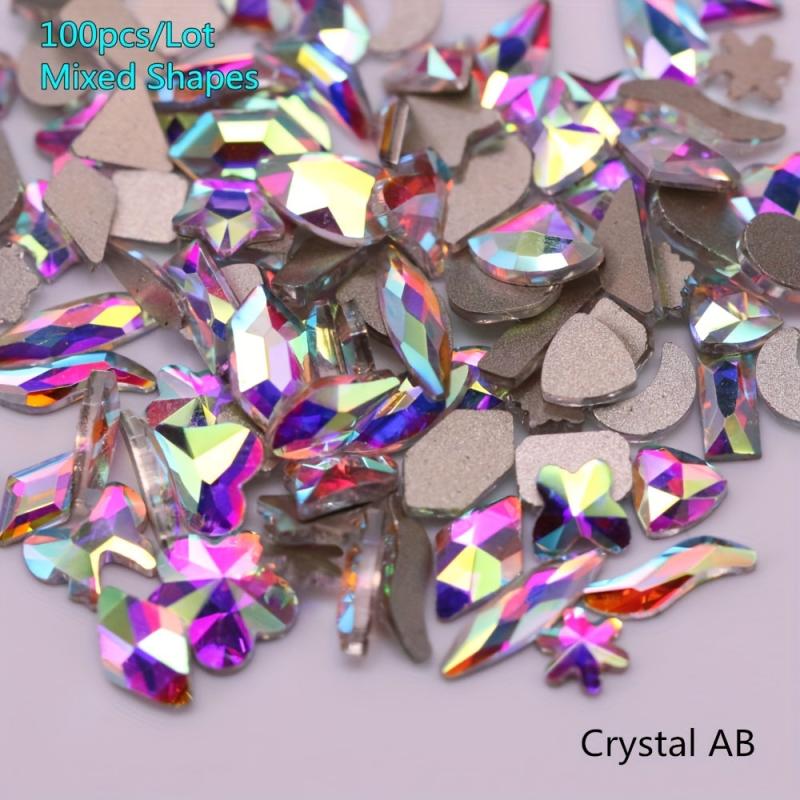 100pcs Crystal AB Nail Art Rhinestones 3D Fancy Stones DIY Decorations
