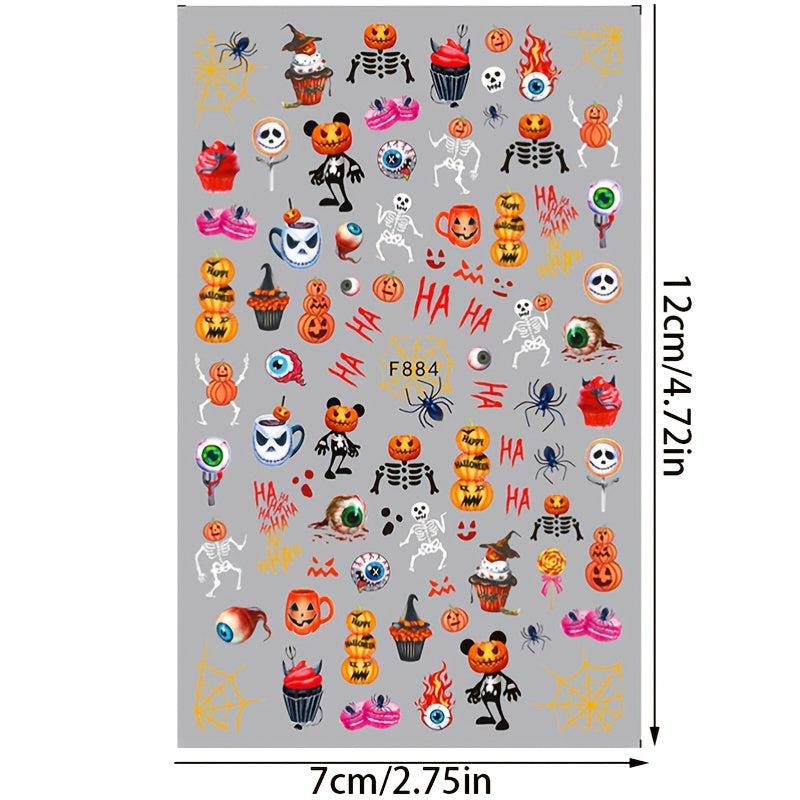 Halloween Nail Art Stickers Self Adhesive Pumpkin Ghost Skeleton Nail Art Decals