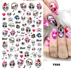 Halloween Nail Art Stickers Self Adhesive Pumpkin Ghost Skeleton Nail Art Decals