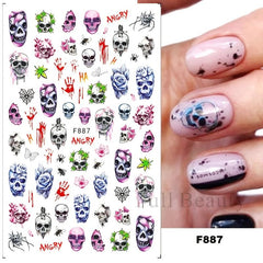 Halloween Nail Art Stickers Self Adhesive Pumpkin Ghost Skeleton Nail Art Decals
