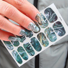 Marble Print Toenail Polish Stickers Self Adhesive Art Decal Strips