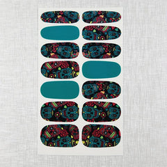 14 Sheets Halloween Nail Wraps Art Stickers Skull Pattern DIY Self Adhesive