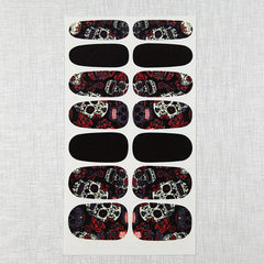 14 Sheets Halloween Nail Wraps Art Stickers Skull Pattern DIY Self Adhesive