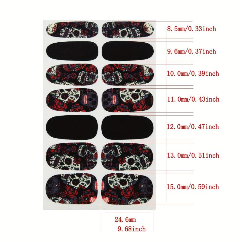 14 Sheets Halloween Nail Wraps Art Stickers Skull Pattern DIY Self Adhesive