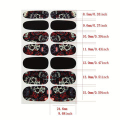 14 Sheets Halloween Nail Wraps Art Stickers Skull Pattern DIY Self Adhesive