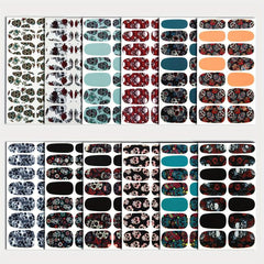 14 Sheets Halloween Nail Wraps Art Stickers Skull Pattern DIY Self Adhesive