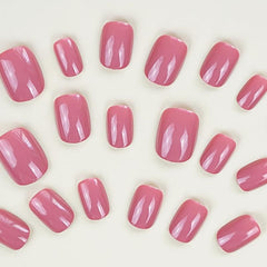 24 pcs Glossy Pink Press On Nails Reusable Nail File Incl