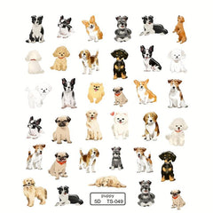 Cartoon Dog Nail Art Stickers 5D Self Adhesive Decals for Women and Girls