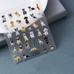 Cartoon Dog Nail Art Stickers 5D Self Adhesive Decals for Women and Girls