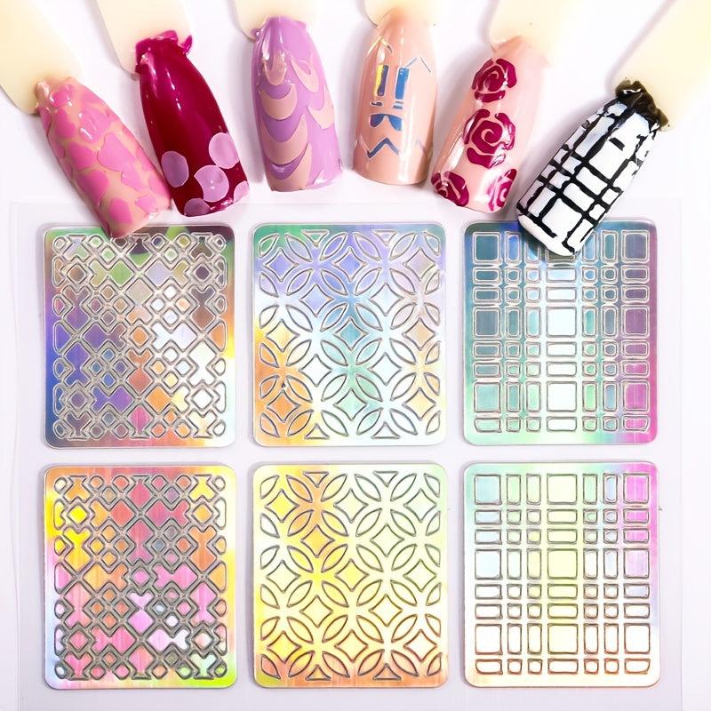 24 Nail Vinyl Stencils Set Nail Decoration Stickers Tips Decals
