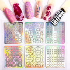 24 Nail Vinyl Stencils Set Nail Decoration Stickers Tips Decals