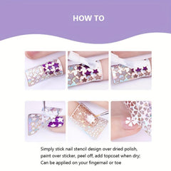 24 Nail Vinyl Stencils Set Nail Decoration Stickers Tips Decals