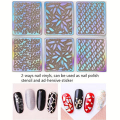 24 Nail Vinyl Stencils Set Nail Decoration Stickers Tips Decals