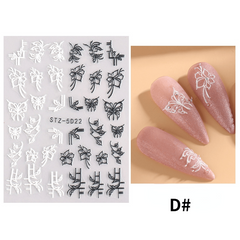 3D Flower Nail Art Stickers Acrylic Embossed Decals for Manicure