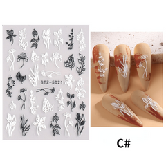 3D Flower Nail Art Stickers Acrylic Embossed Decals for Manicure