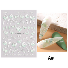 3D Flower Nail Art Stickers Acrylic Embossed Decals for Manicure