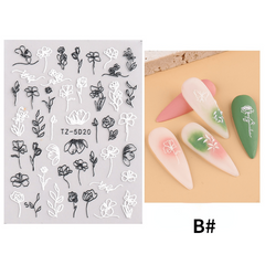 3D Flower Nail Art Stickers Acrylic Embossed Decals for Manicure