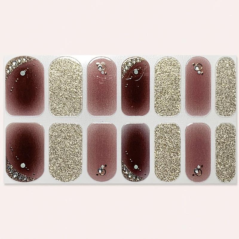 Glitter Nail Wraps Self Adhesive Full Cover Nail Decals Art Nail Polish Stickers