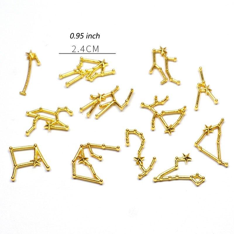 12 Zodiac Signs DIY Alloy Plated English Letter Nail Art Charms Decoration