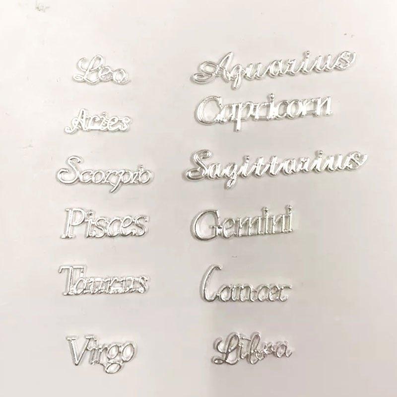 12 Zodiac Signs DIY Alloy Plated English Letter Nail Art Charms Decoration
