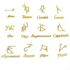 12 Zodiac Signs DIY Alloy Plated English Letter Nail Art Charms Decoration