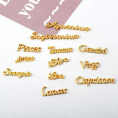 12 Zodiac Signs DIY Alloy Plated English Letter Nail Art Charms Decoration