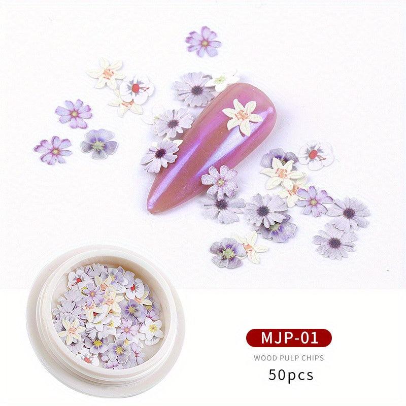50 Pcs Nail Art Stickers Ornaments Manicure Small Daisy Flowers Nail Stickers