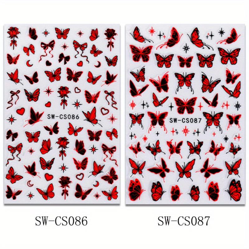 2pcs Metallic Silvery Charms 3D Nail Stickers Ink Butterfly M