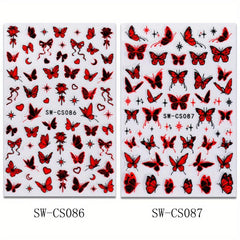 2pcs Metallic Silvery Charms 3D Nail Stickers Ink Butterfly M