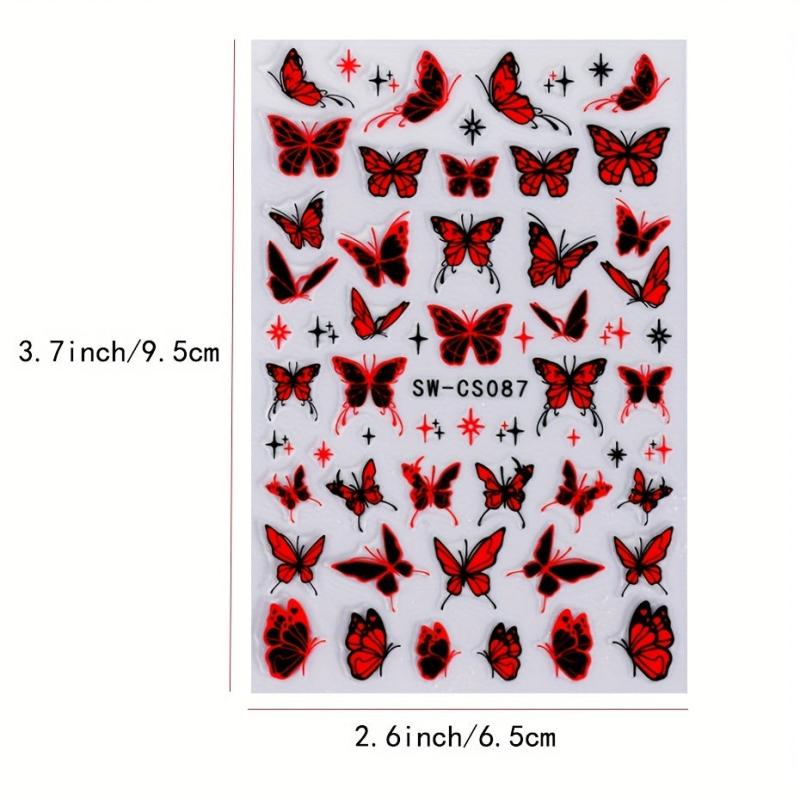 2pcs Metallic Silvery Charms 3D Nail Stickers Ink Butterfly M