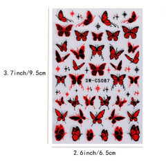 2pcs Metallic Silvery Charms 3D Nail Stickers Ink Butterfly M