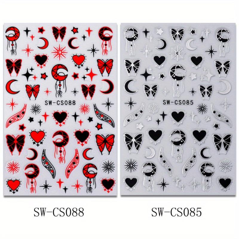 2pcs Metallic Silvery Charms 3D Nail Stickers Ink Butterfly M