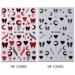 2pcs Metallic Silvery Charms 3D Nail Stickers Ink Butterfly M