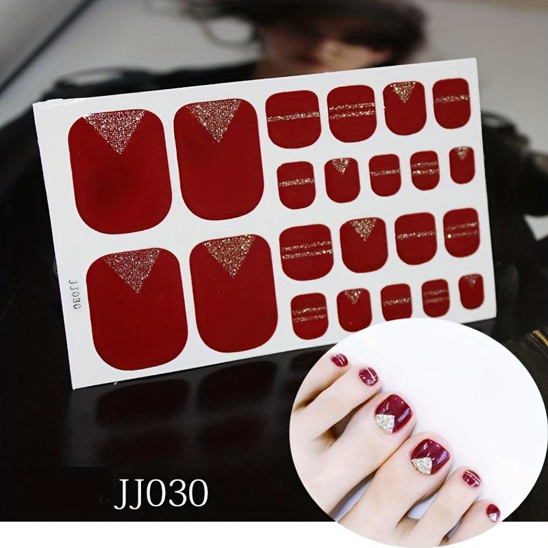 Waterproof Full Wraps Nail Polish Stickers - Self Adhesive Nail Art Decal Strips