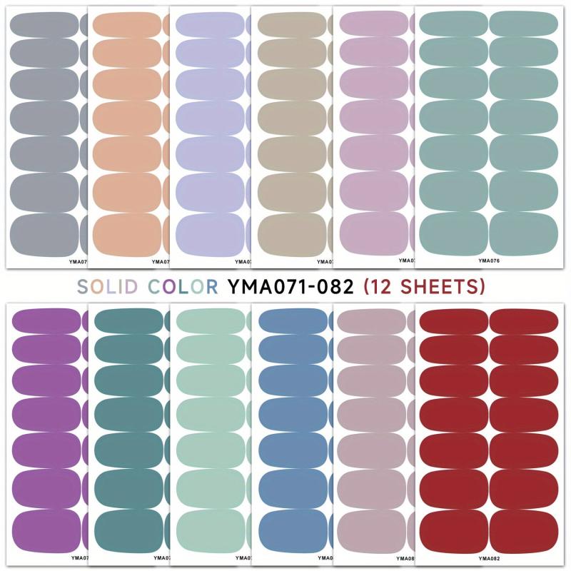 Retro Nail Stickers & Nail Wraps Set with Nail File - 12 Sheets