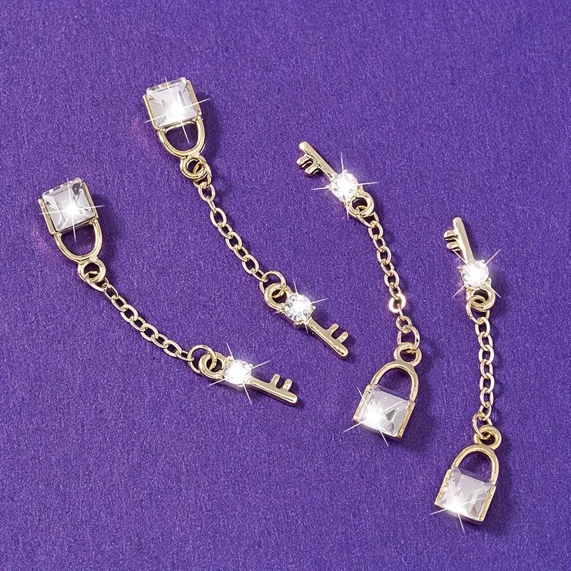 Metal Manicure Nail Rhinestones Pendant Chain Nail Zircon DIY Nail Art
